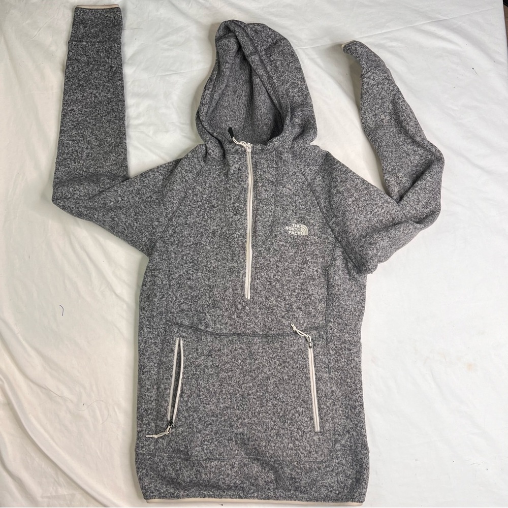 North Face Sweater Womens Size XS TP Gray Hoodie 3/4 Zip Hooded Ladies L031124